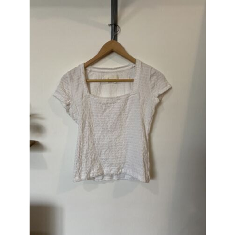 Anthropologie White Short Sleeve Top